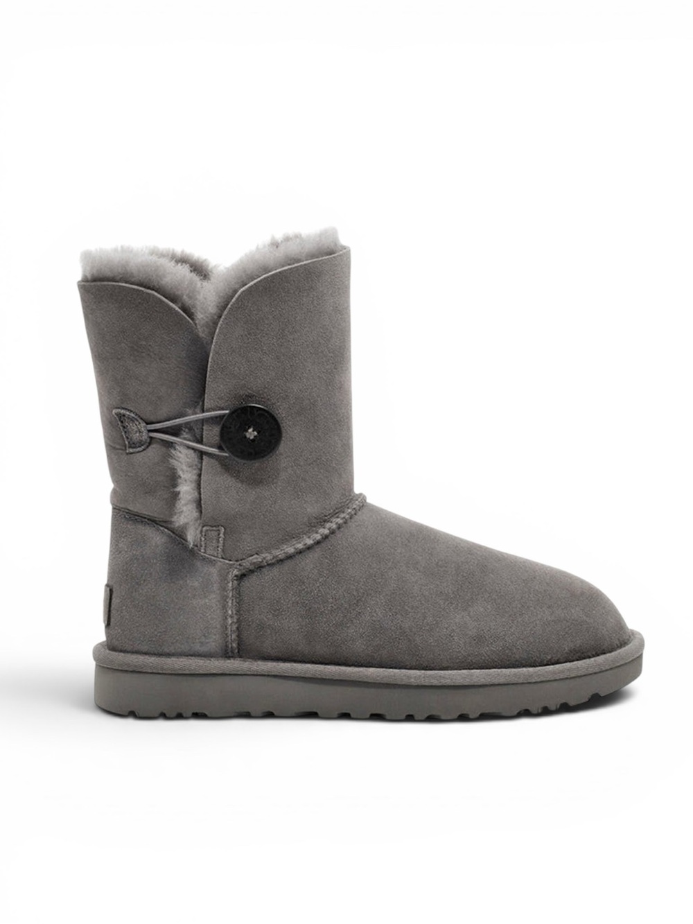 UGG Bailey Button II Shearling Boots Gray Suede Fur Lined Cozy Lounge Size 9